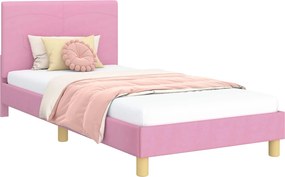 vidaXL Gyerekágy kerettel fejtámlával Rózsaszín 90 x 190 cm szövet