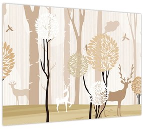 Kép - Illusztrált erdő (70x50 cm)