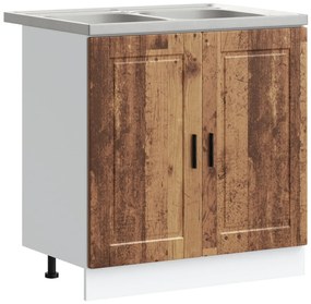 Mosogató Alap Cabinet &quot;&quot;Porto&quot;&quot; Mosogatónál Régi Fa 80x46x84,5 cm Mérnöki Fa