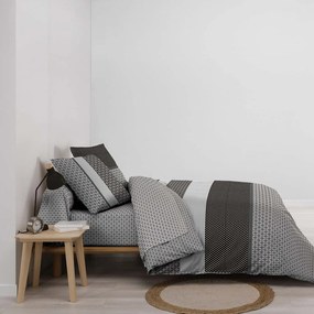 Fekete-fehér kétszemélyes-hosszabbított pamut ágyneműhuzat lepedővel-hatrészes 240x220 cm Meiko – douceur d'intérieur