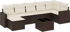vidaXL 8 részes barna polyrattan kerti ülőgarnitúra párnákkal