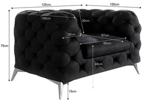 Fekete bársony fotel Chelsea – Ropez