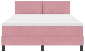 Boxspring Ágy Mattal &amp; LED Rózsaszín 160x200 cm Bársony