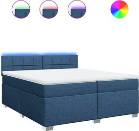 vidaXL kék szövet rugós ágy matraccal 200 x 200 cm