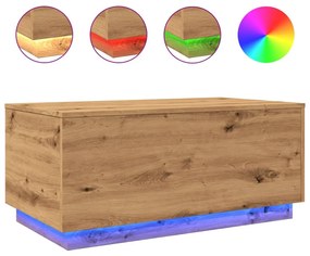 kézműves tölgy színű dohányzóasztal LED-lámpákkal 90x50x40 cm