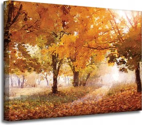 Vászonkép Olajfestmény Őszi erdő 40x30 cm Ajándéknak is tökéletes