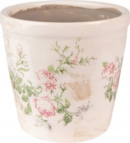 Kerámia kaspó rózsákkal Roses V L 17x16 cm