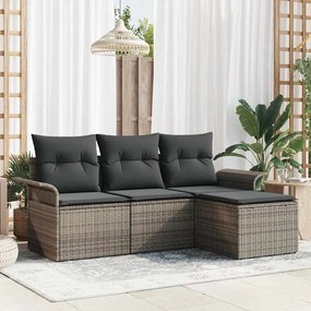 Kerti Kanapé Szett párnával tárolóval 4 pcs Szürke Poli rattan