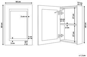 Fehér És Ezüst Fali Fürdőszoba Szekrény LED Tükörrel 40 x 60 cm MALASPINA Beliani
