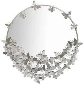 Tükör pillangó dekorációval, ezüst - SUBLIME