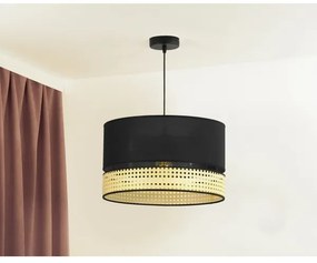 Duolla - Csillár zsinóron DOUBLE RATTAN 1xE27/15W/230V átm. 40 cm fekete/bézs