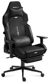 Gamer szék, lábtartóval prémium Black Noir