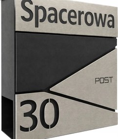 Levéltartó doboz rozsdamentes acél cím házszám Cnc Antracit