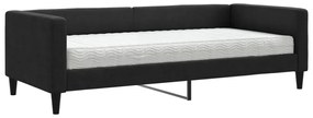 fekete szövet kanapéágy matraccal 90 x 200 cm