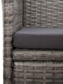 2 db szürke dönthető háttámlás polyrattan kerti szék párnával