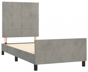 világosszürke bársony ágykeret matrac nélkül 90x200 cm