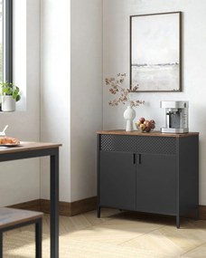 BRIX fém tárolószekrény, 76x80x40cm, fekete/barna SongmicsHome
