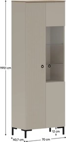 Vitrin, szürkésbarna Taupe/silverjack tölgy, DOMCA 1D1W