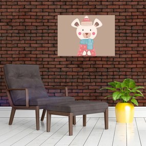 Üveg kép - Egér sállal (70x50 cm)