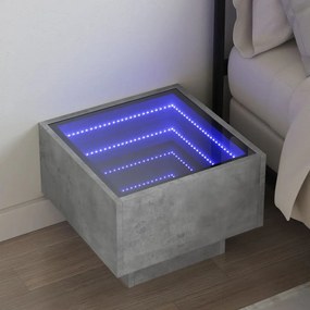 Betonszürke végtelen hatású LED-es éjjeliszekrény 40x40x30 cm