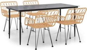 vidaXL 5 részes polyrattan kerti étkezőgarnitúra