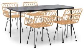 vidaXL 5 részes polyrattan kerti étkezőgarnitúra