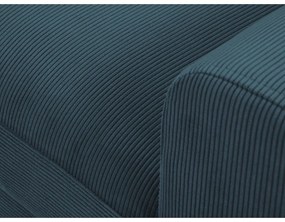 Sötétkék kordbársony kinyitható tárolóhelyes sarokkanapé (bal oldali-heverő résszel) Kyoto – Cosmopolitan Design