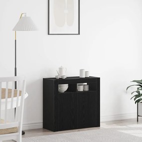 Fekete tölgy komód LED világítással, 80x35x75 cm, MDF