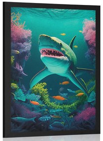 Poszter szürrealista cápa