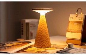 Natúr színű LED asztali lámpa fa búrával (magasság 21 cm) Sylva – Gingko