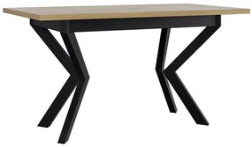 Asztal Victorville 328Fekete, Sonoma tölgy, 79x80x140cm, Hosszabbíthatóság, Laminált forgácslap, Fém