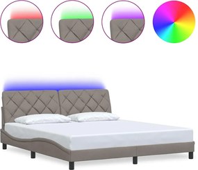 vidaXL tópszínű szövet ágykeret LED-ekkel matrac nélkül 180 x 200 cm
