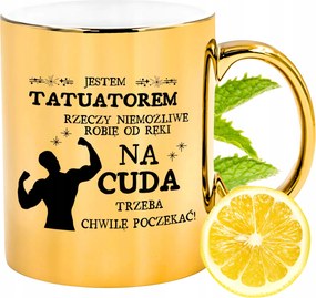 Prémium Arany Csillogó Bögre Tetováló Ajándék Nyomtatott Fotóval