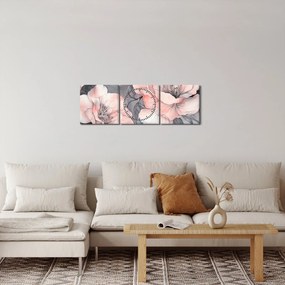 Kép - Virágok vázlata (órával) (90x30 cm)