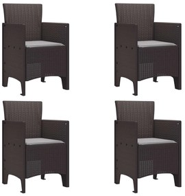 vidaXL Kerti Szék párnával 4 pcs Barna 53 x 49 x 85 cm Polipropilén