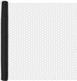 vidaXL Kerítésoszlop Szürke 10 x 1,6 m (50 mm háló) Acél és PVC