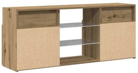 kézműves tölgy szerelt fa TV-szekrény LED-ekkel 120x30x50 cm