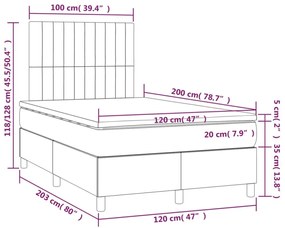 fekete bársony rugós és LED-es ágy matraccal 120x200 cm