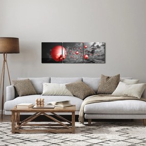 Piros gömbök képe (órával) (90x30 cm)