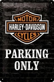 Fém tábla Harley-Davidson - Parking Only, (20 x 30 cm)