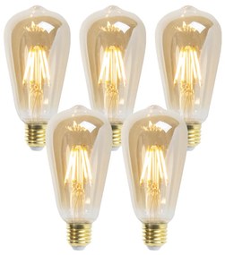 5 db-os készlet E27-es dimmelhető LED izzó ST64 Goldline 5W 380lm 2200K