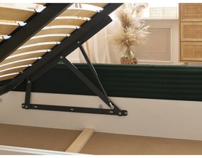 Sötétzöld kárpitozott ágyneműtartós franciaágy ágyráccsal 160x200 cm Jade – Bobochic Paris