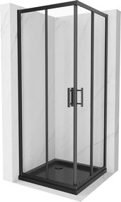 Mexen Rio, zuhanykabin tolóajtóval 70 (ajtó) x 70 (ajtó) x 190 cm, 5mm átlátszó üveg, fekete profil + fekete zuhanytálca szifonnal, 860-070-070-70-00…