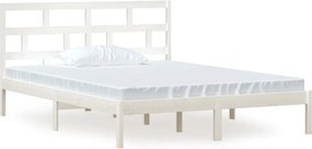 vidaXL fehér tömör fa ágykeret 150 x 200 cm (King Size)