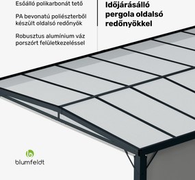 Blumfeldt Pantheon Cortina Solid Sky Pergola 3x4, időjárásálló, porszórt, oldalsó panelek