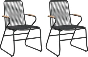 vidaXL 2 db fekete PVC rattan kerti szék 58 x 59 x 85,5 cm