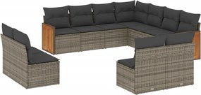 vidaXL 11 részes szürke polyrattan kerti ülőgarnitúra párnákkal