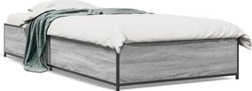 vidaXL sonoma tölgyszínű szerelt fa és fém ágykeret 100 x 200 cm