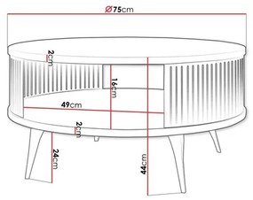Kávésasztal ROENNI 44x75 cm fekete/fehér