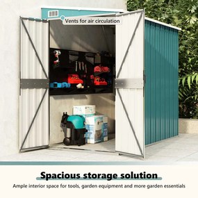 zöld acél falhoz erősíthető kerti fészer 118 x 194 x 178 cm